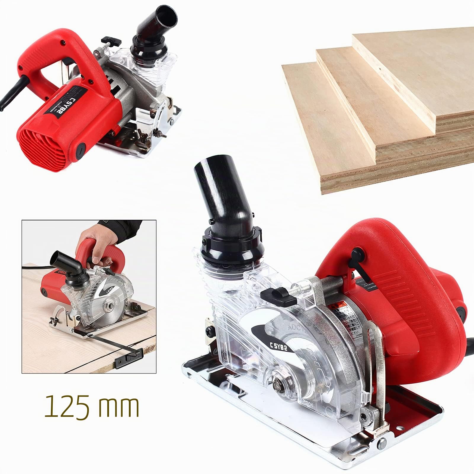 Cortador de azulejos eléctrico de pared, 125 mm, para baldosas, mármol, hormigón y madera, 1800 W, compatible con vacío