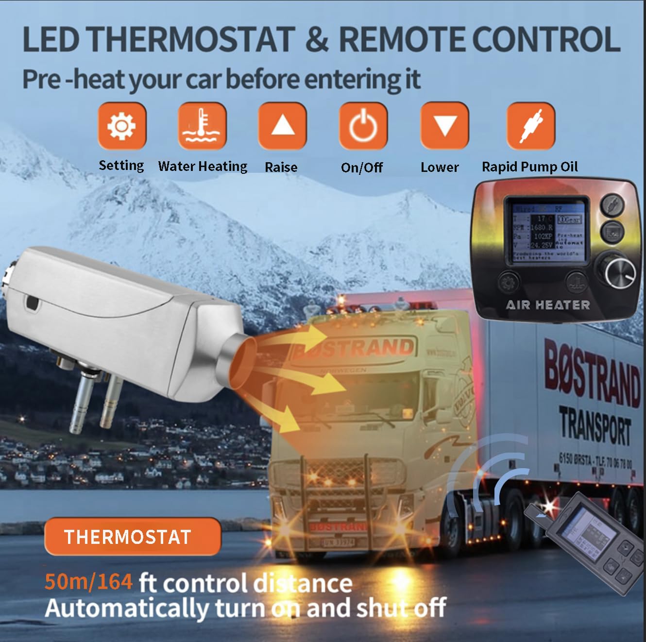 12V Standheizung Diesel, 7kW Diesel Lufterhitzer & Wasser in Einem Gerät, 6-Gallonen-RV-tank Wassererwärmung, LCD & Fernbedienung, 4 Betriebsmodi für die Wassererwärmung, Schnelles Aufheizen