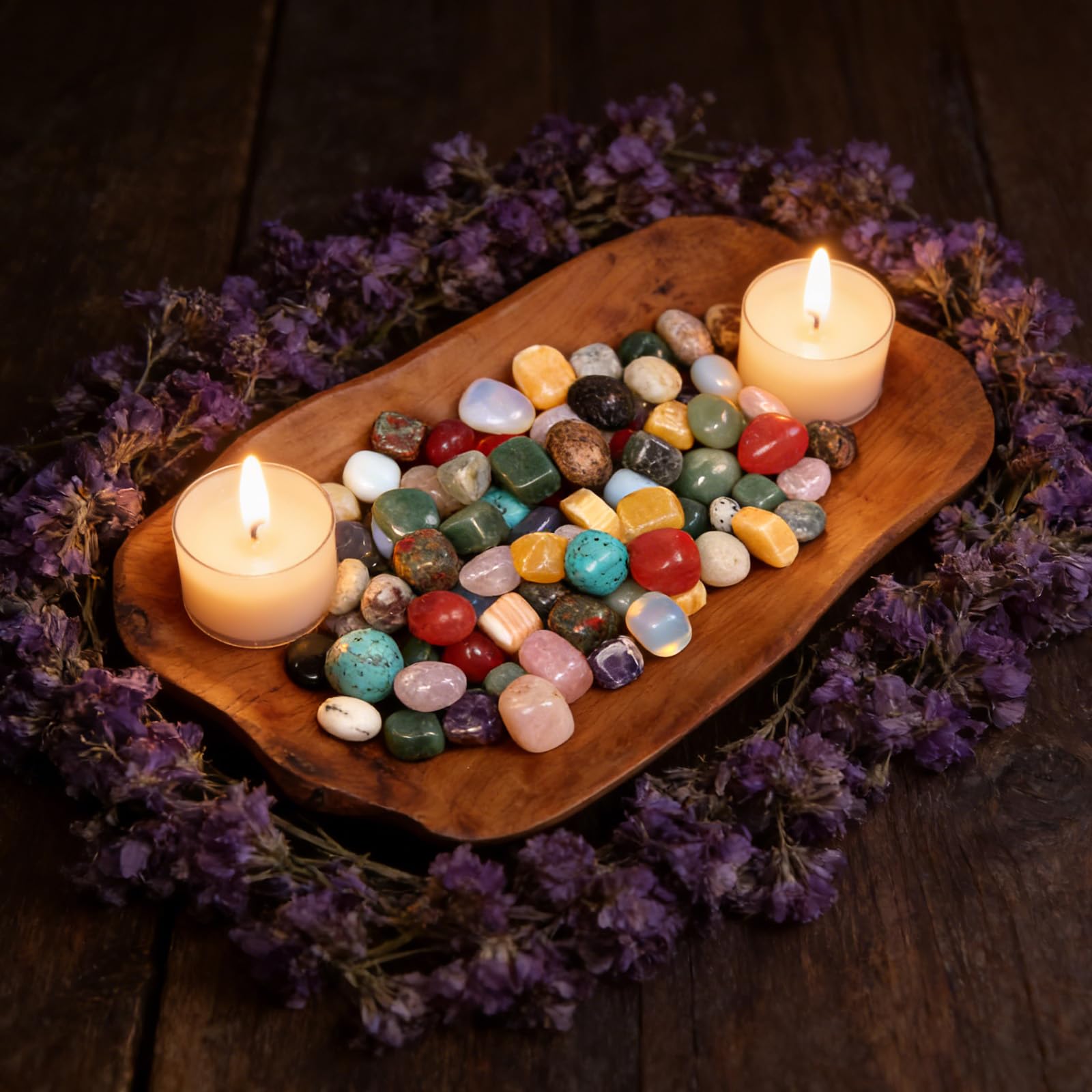 1600 g pietre burattate miste a colori caldi, 2–3 cm, cristalli naturali lucidati per decorazione, collezione, meditazione, Wicca e Reiki