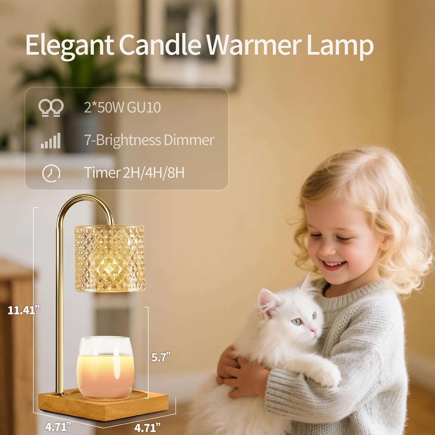 2 Pack Candle Warmer Lamp with Timer & Dimmer, Perfect Housewarming & Birthday Gifts for Women and Mom, Stylish Home Decor for Scented Wax & Jar Candles, Elegant Amber Glass Design