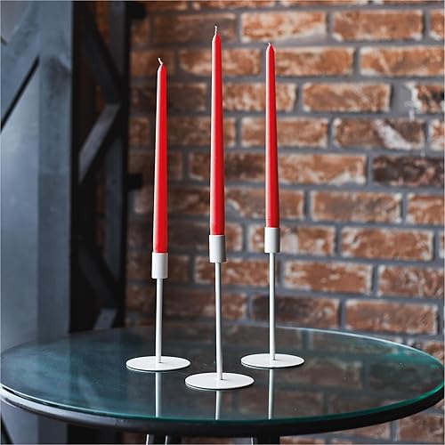 Miniatura 4 de Paquete de 4 velas cónicas de 10 pulgadas, sin goteo y sin humo, para interior del hogar, sin perfume, color rojo ardiente de 8 horas para el hogar