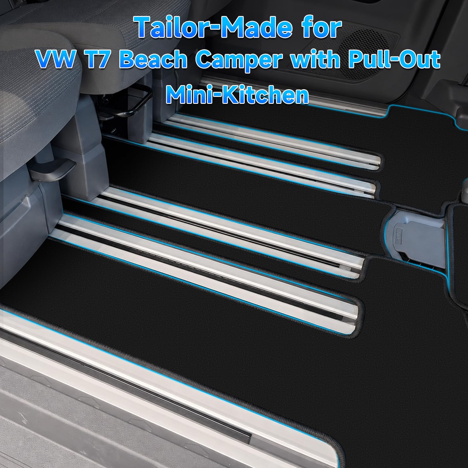 Tappetino per bagagliaio, adatto per Volkswagen VW T7 California Coast Ocean, con minigonna estraibile nella parte posteriore (per Volkswagen VW T7 California Beach Camper)