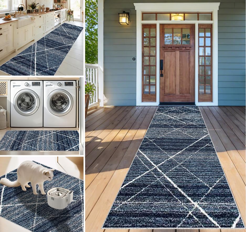 Tapis cuisine devant evier grand format et lavable pour un couloir chaleureux