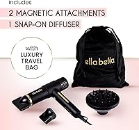 Vista 7 de ELLA BELLA® Ionic Salon Hair Dryer with Diffuser • Negative Ion Blow Dryer • for All Hair Types • Intelligent Heat & Speed Control • Lightweight &