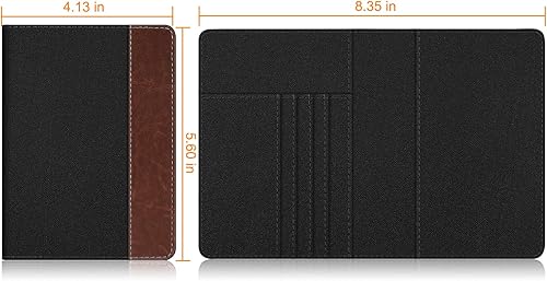 Vista 5 de Fintie - Funda para tarjetas y pasaporte, de piel sintética, bloqueo RFID, cartera de viajes (mezclilla negra)