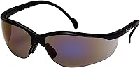 Vista 16 de Pyramex Venture II Safety Eyewear, Indoor/Outdoor Mirror Anti-Fog Lens Lente de bronce con bloqueo solar/marco negro