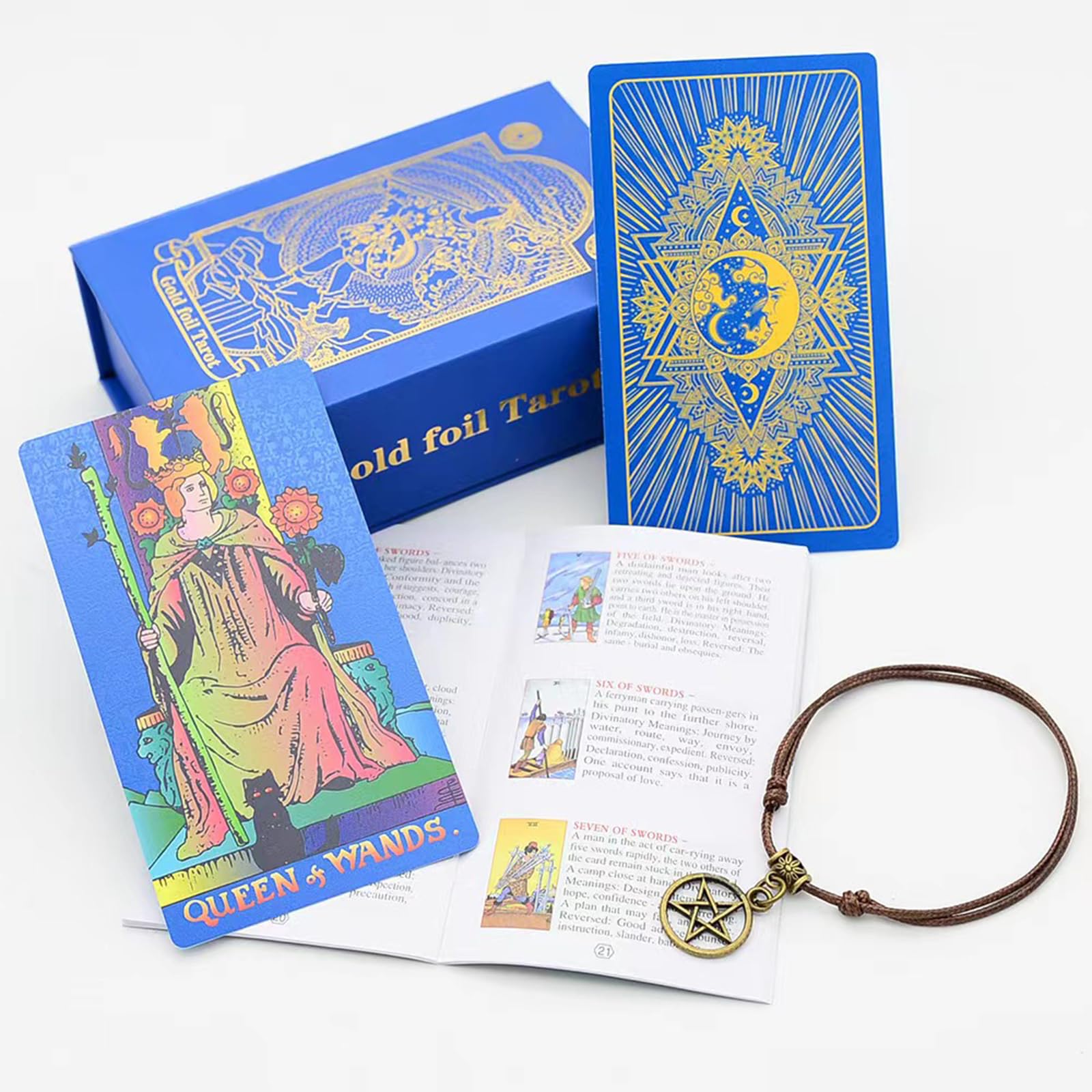 Waite Tarot Deck Goldfolie - 78 Karten Mit Anleitung Im Mittelalterlichen Stil