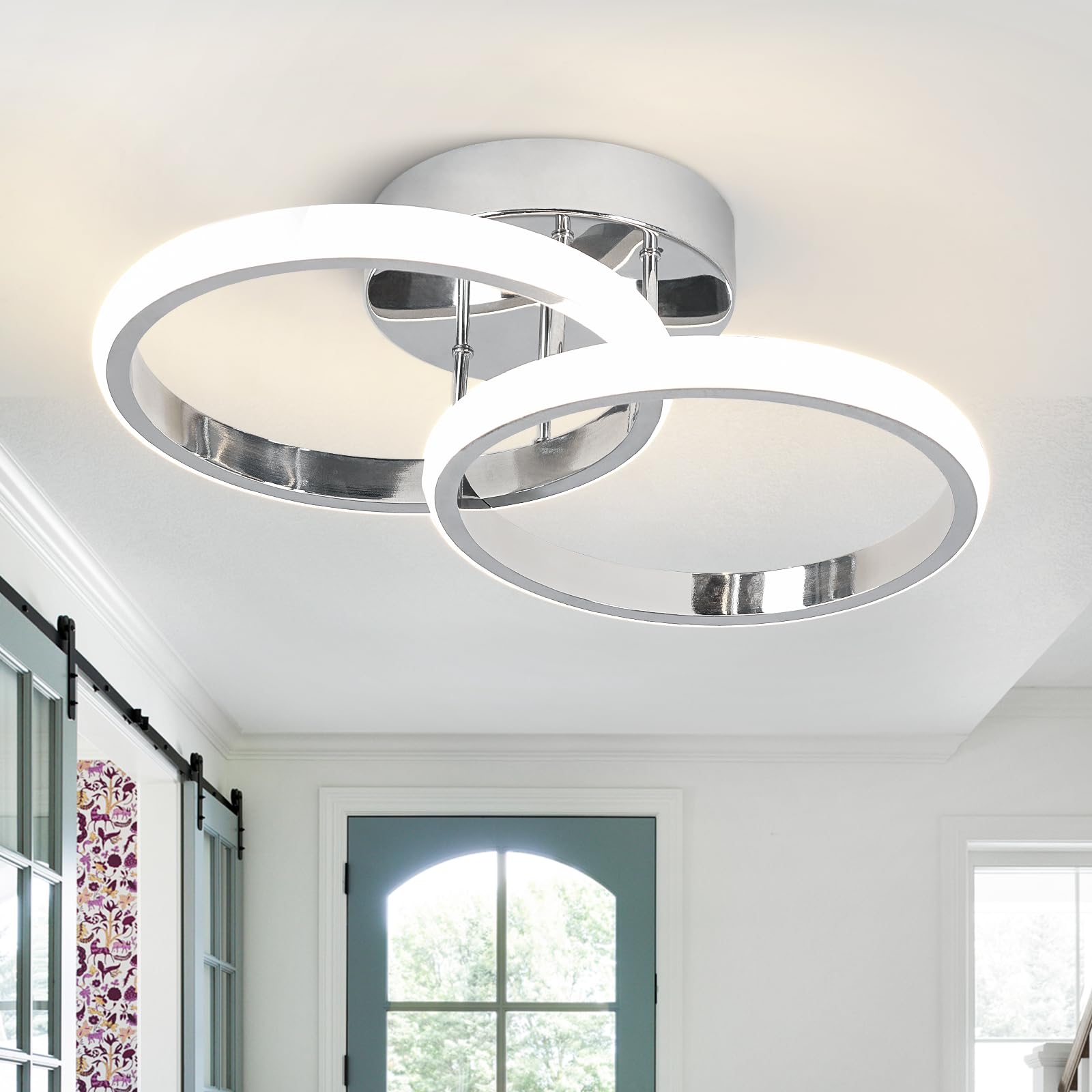 Vloitgol Small Led Hallway Light Round Modern Ceiling Light Fixture, 4500K Neutral Light Close to Ceiling Lamp for Bedroom Hallway Balcony Corridor Kitchen Bathroom