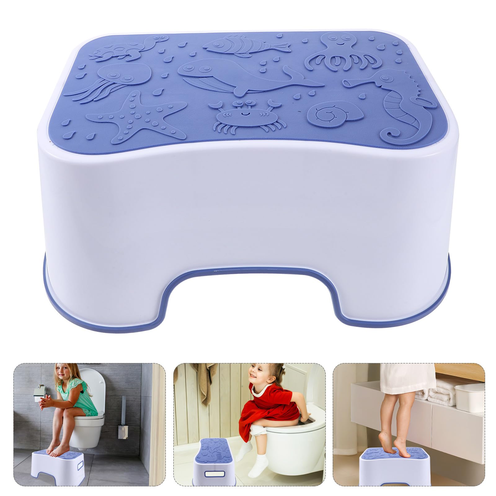 Blauer Kunststoff Fußhocker für Toilette aus Pp, Stabil | Trittschemel für Bad, Platzsparend und Leicht zu Reinigen, Eleganter Stil für Täglichen Einsatz