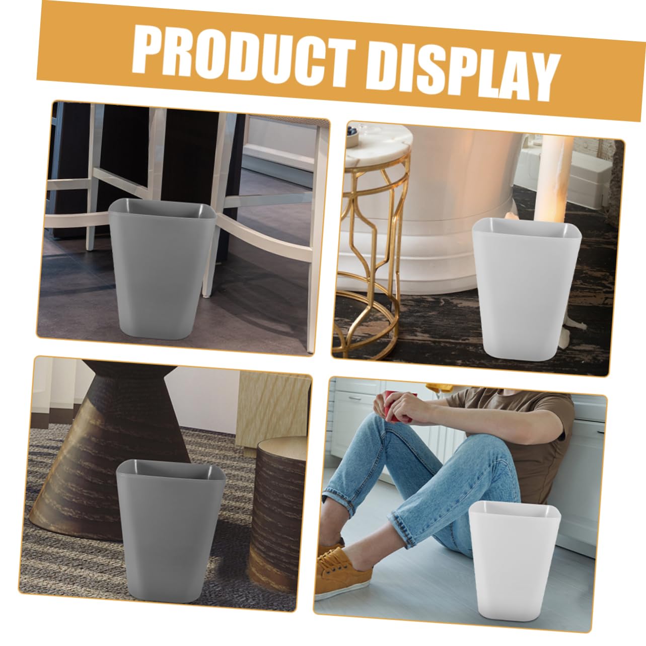 2pcs Slim Trash Can Home Trash Can Plastic Garbage Office Bathroom Waste Bin
