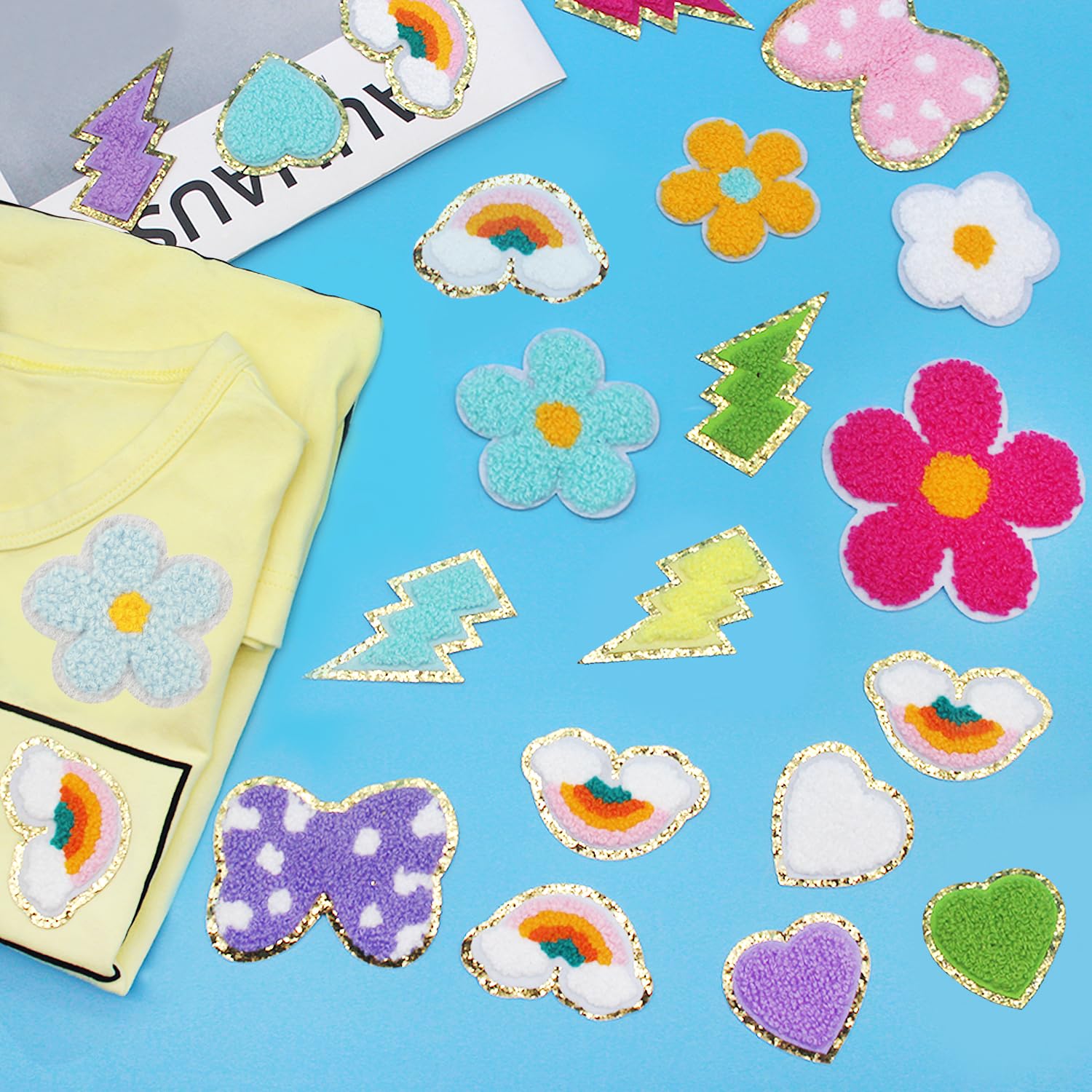 Cinvo 30 Pieces Iron On Patches Large Size Chenille Repair Patches