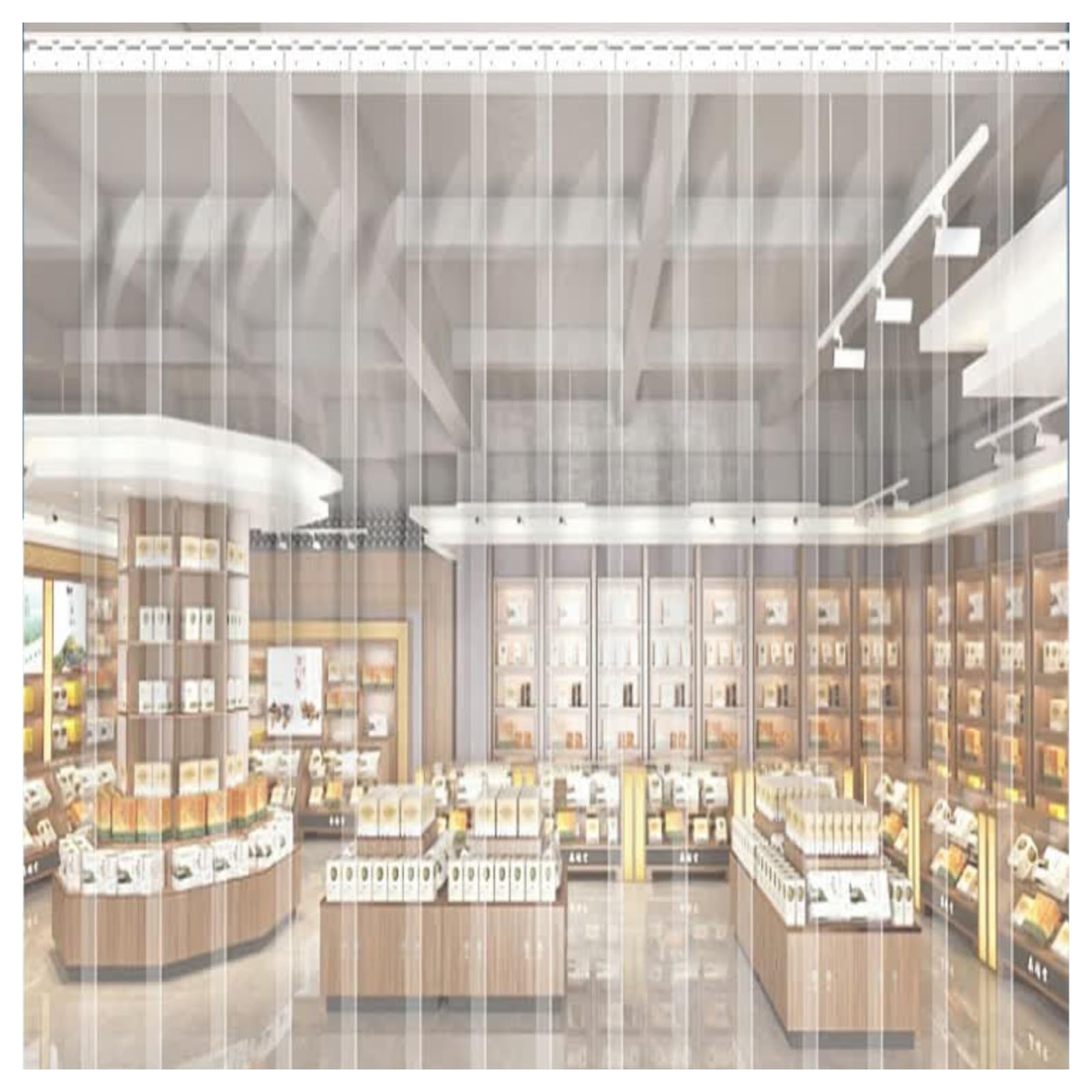 Rideau de porte en PVC transparent contre la perte thermique en entrepôt et magasin