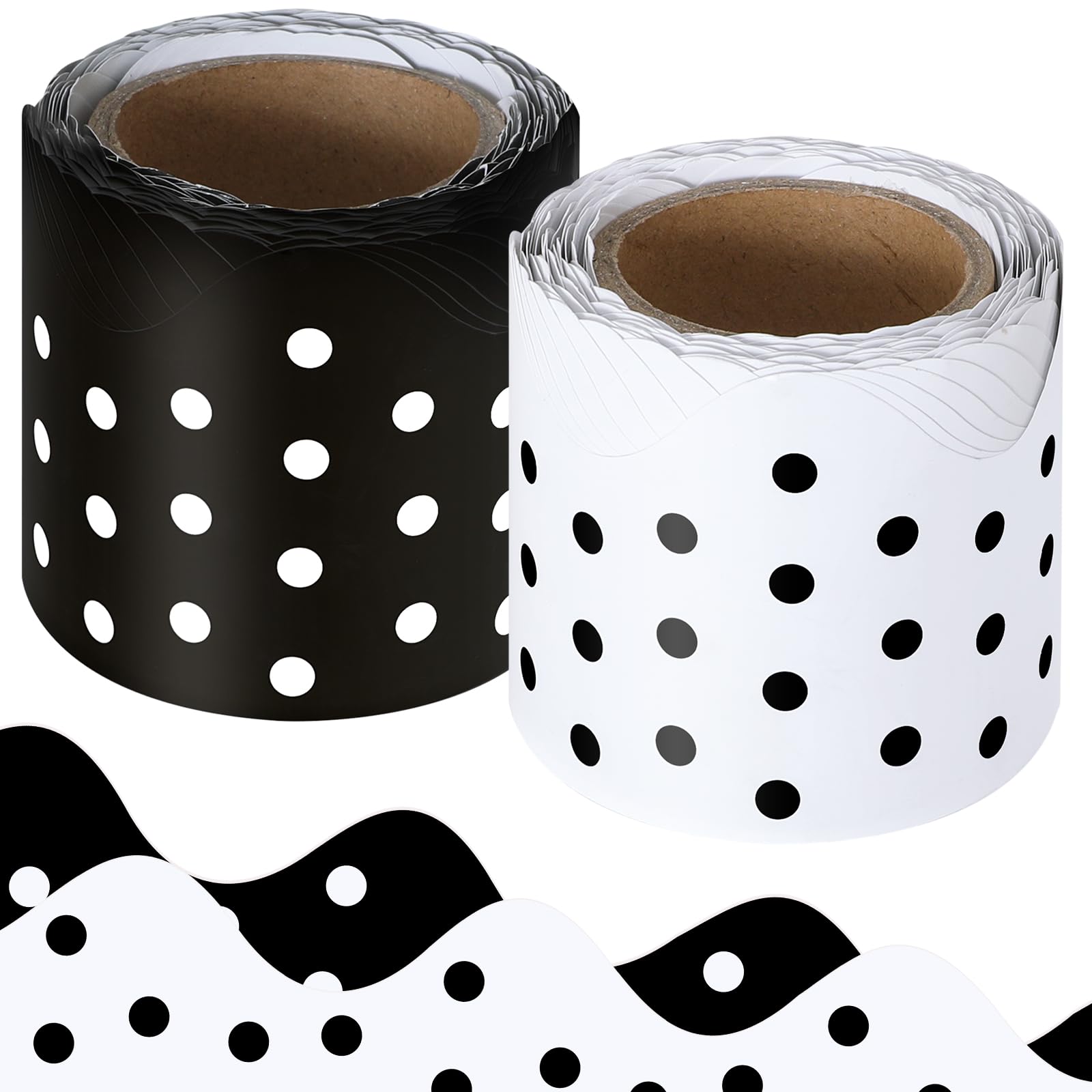 100ft 2 Roll Black and White Bulletin Board Border School Bulletin Board Decorations Black Board Boarders Scalloped Trim for Classroom School Home Office Chalkboard Decor