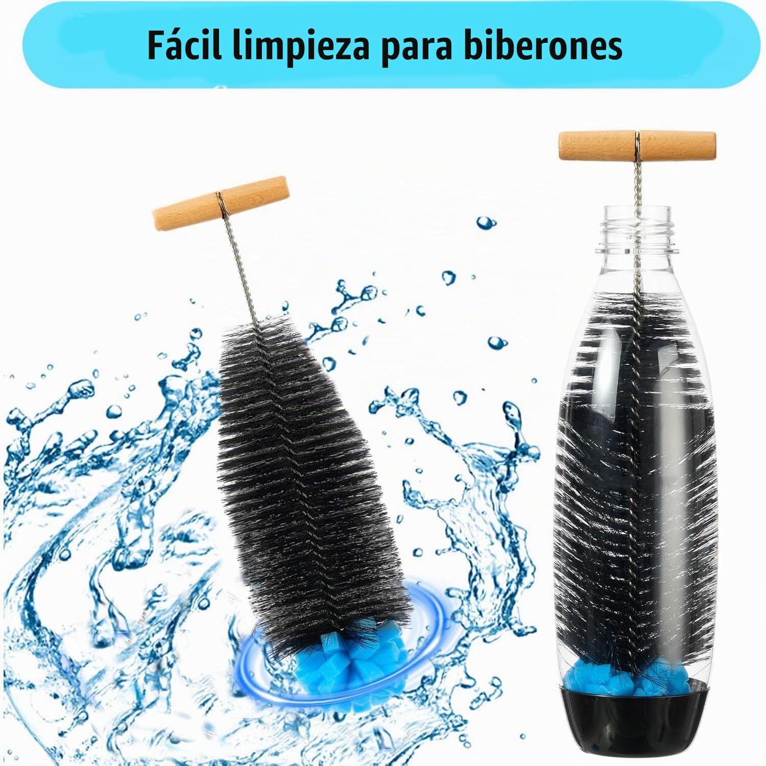 Cepillo para Botellas Sodastream 33 cm, Limpiador de Cristal Sin Rasguños
