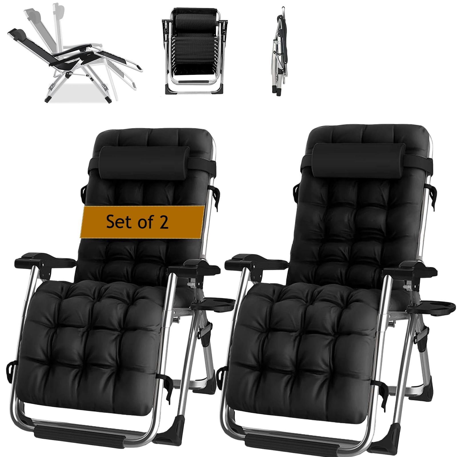 Sdraio Giardino Zero Gravity | Reclinabile | Portata 200kg | Pieghevole | Silver - Foto 5