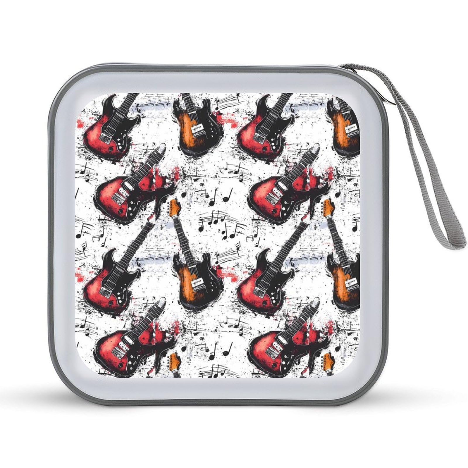 Guitar Music Vintage CD Case Plastic DVD Case Holder Wallet Disc Storage Organizer for Car Travel