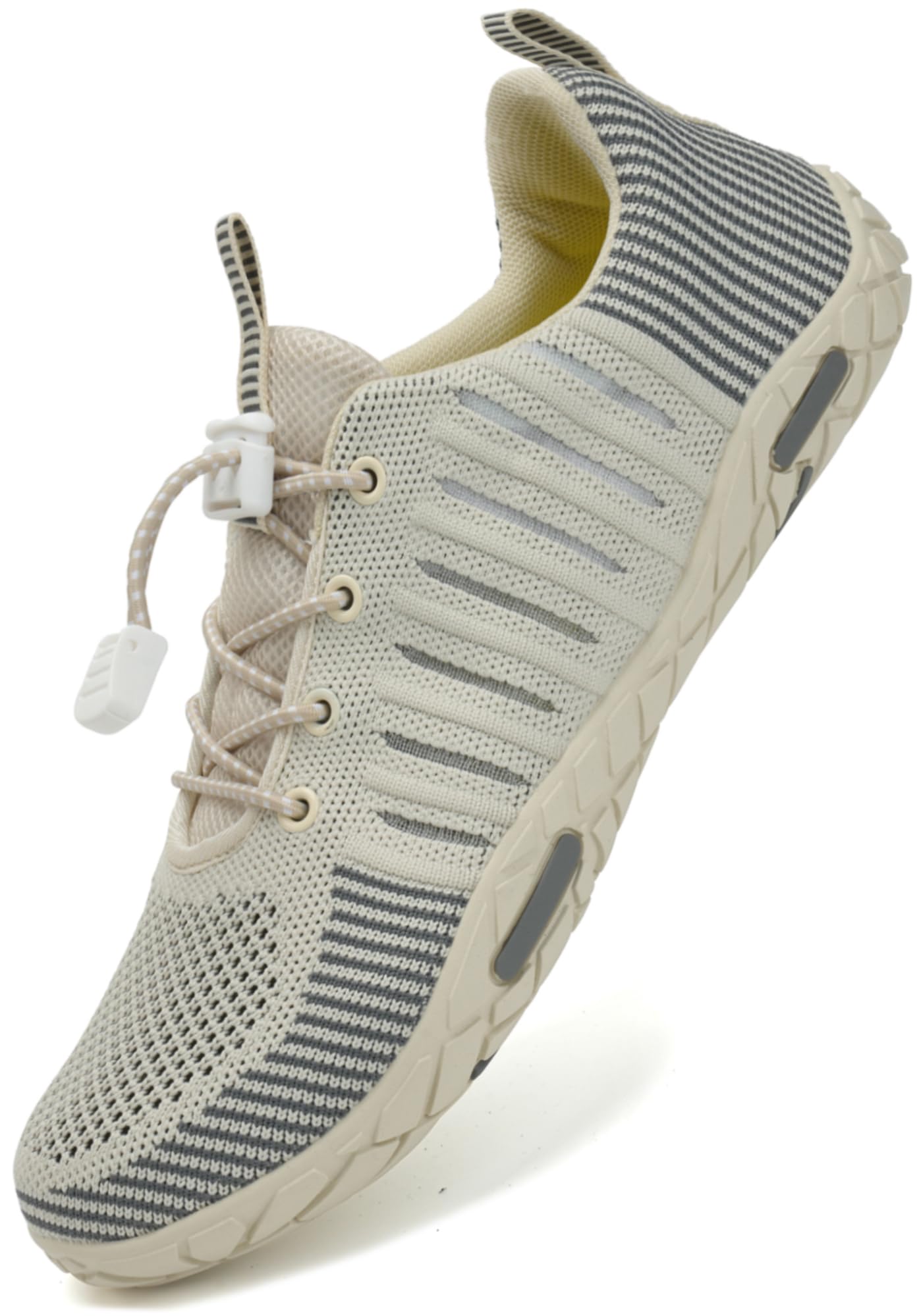 WateLves Barefoot Water Shoes Women Men Beach Swim Shoes Athletic Quick-Dry Aqua Socks Breathable Mesh Sneakers Walking Shoes (358/Beige/Black, 43)