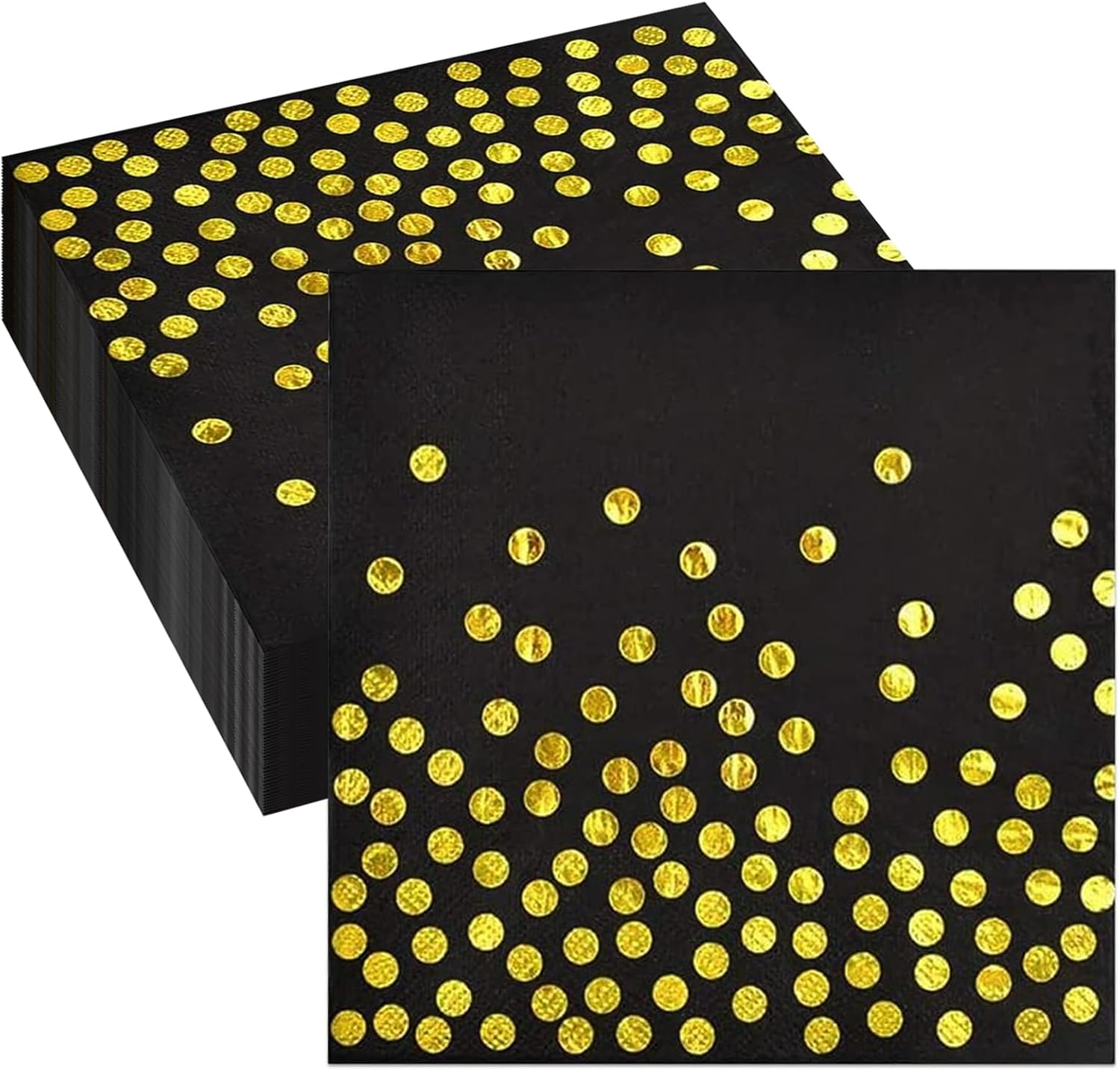 50 Stück Servietten Schwarz Gold 33x33cm - Biologisch Abbaubar Für Party & Events