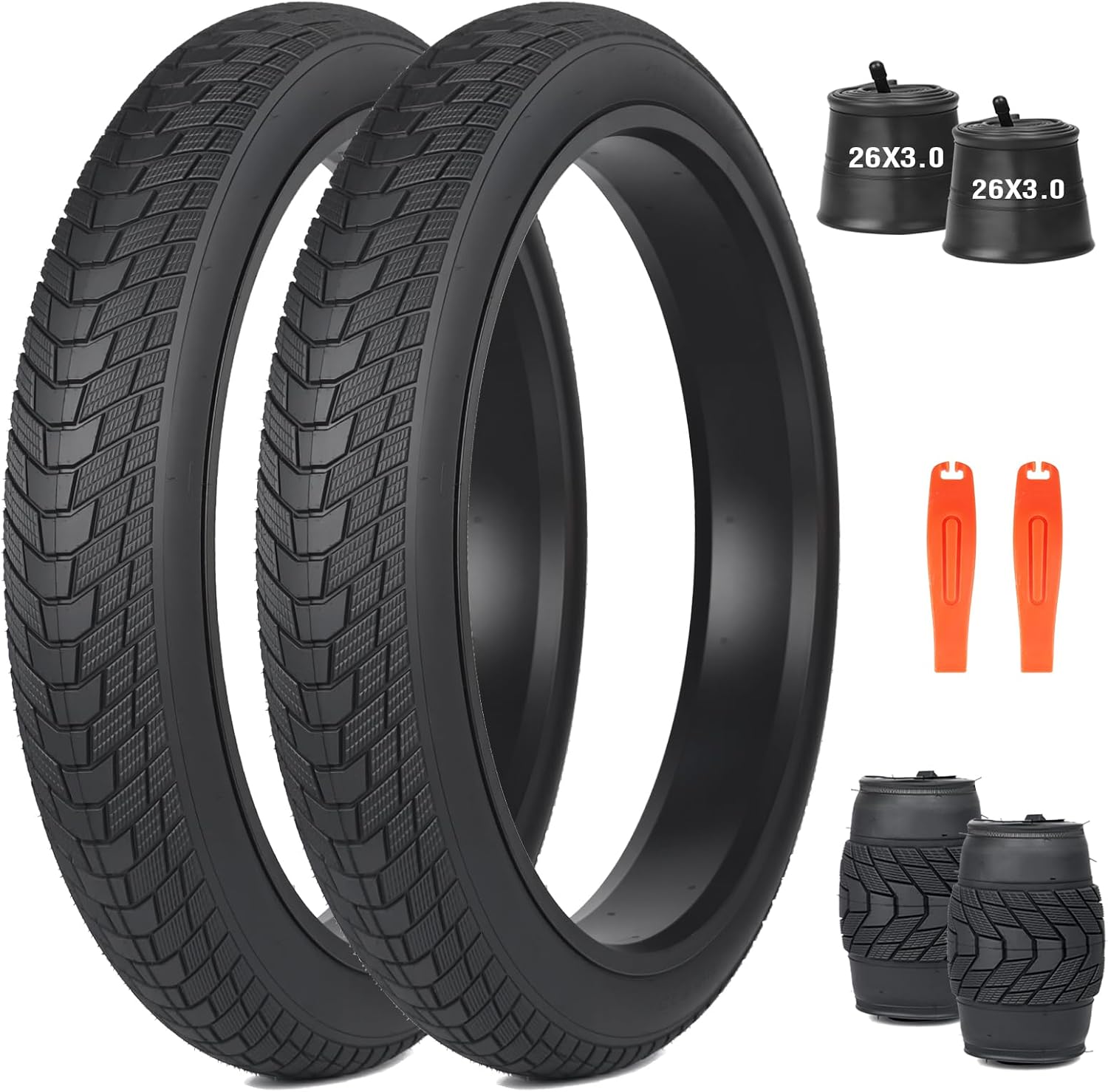 MEGHNA Fat Bike Tire 16/20/24/26 inch Electric Bike Tire Fat Tire 16/20/24/26 x 3.0 inch Heavy Duty Knobby Anti-Slip Foldable Replacement All Terrain Tire for E-Bike Snow Bike Fat Bike
