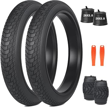 Fat Bike Tire Set 16/20/24/26 x 3.0 inch Electric Bike Tire Fat Tire | Heavy Duty Smooth Riding Street Tire Anti - Slip Replacement All-Terrain Tire Set for E-Bike Fat Bike