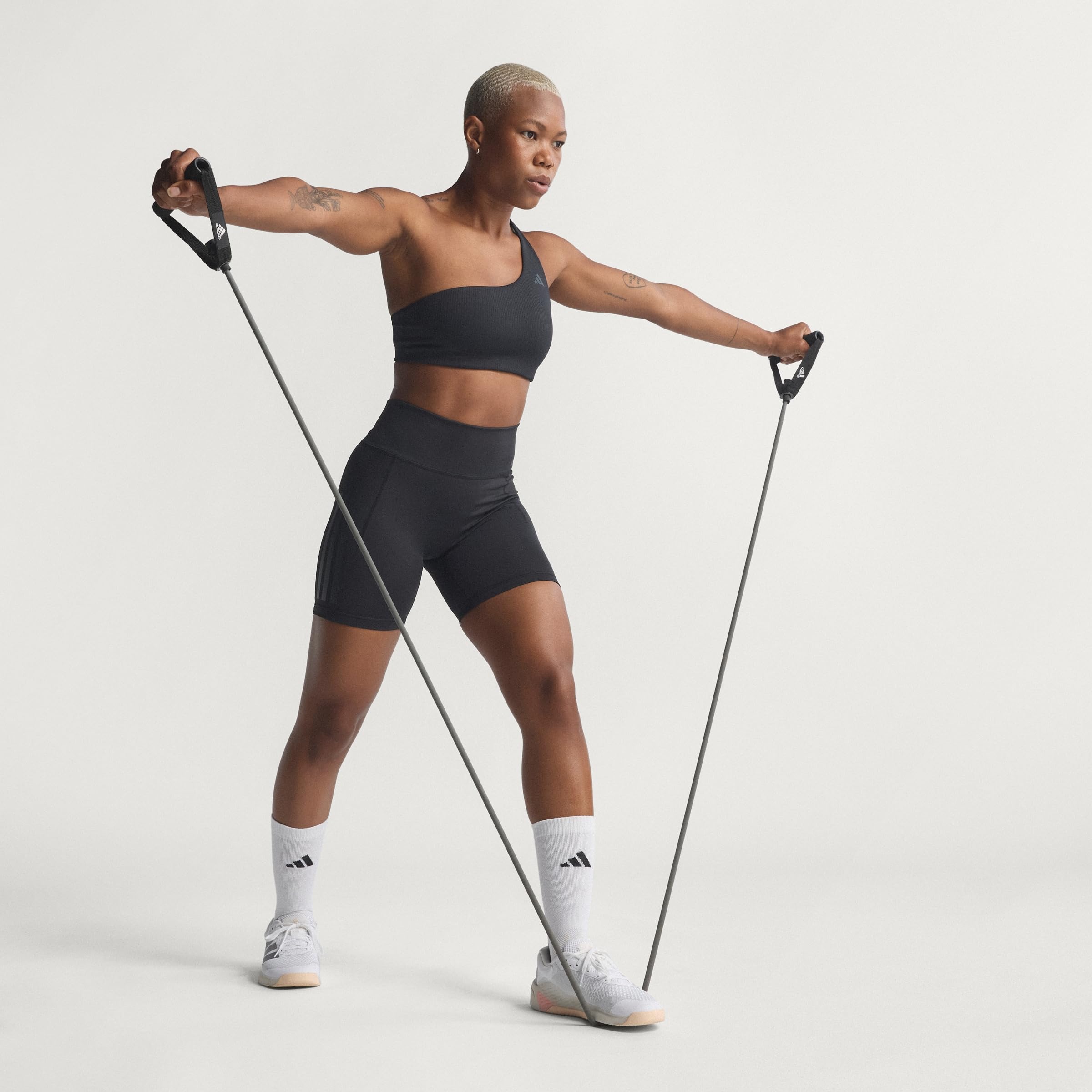 adidas dames Optime Workout Rib One Shoulder Light Support Bra, black, XL