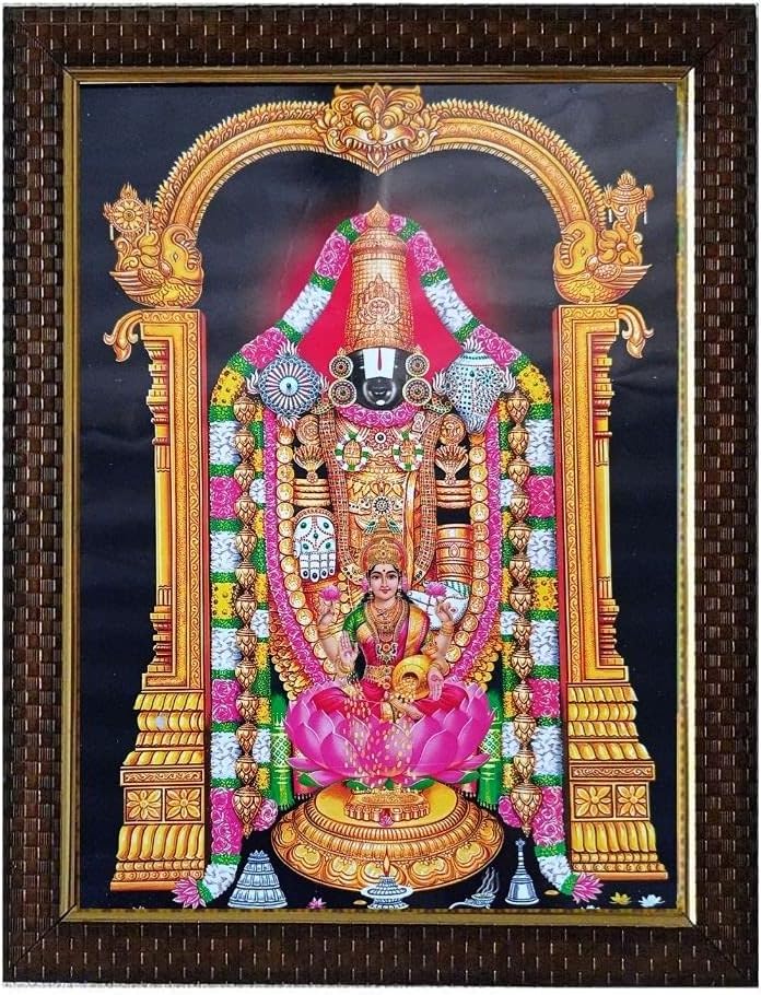 Lalitha Photo Frame Works Tirumala Tirupati Balaji Venkateswara Swamy Photo Frame for Pooja