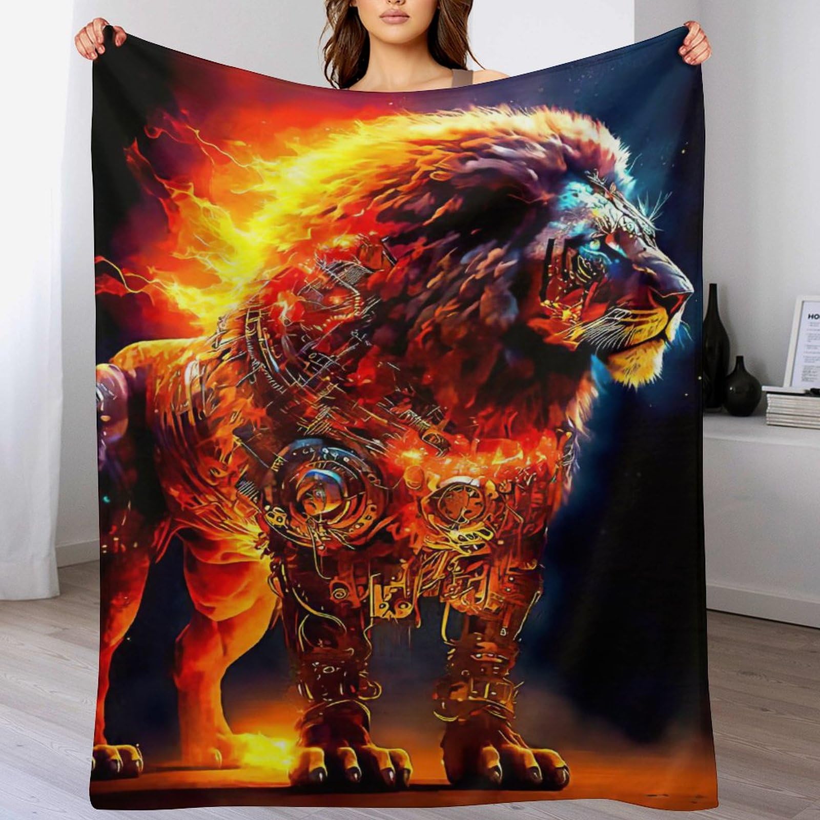 Couverture douce en flannel imprimé lion le cadeau idéal pour lit de bébé ou enfant
