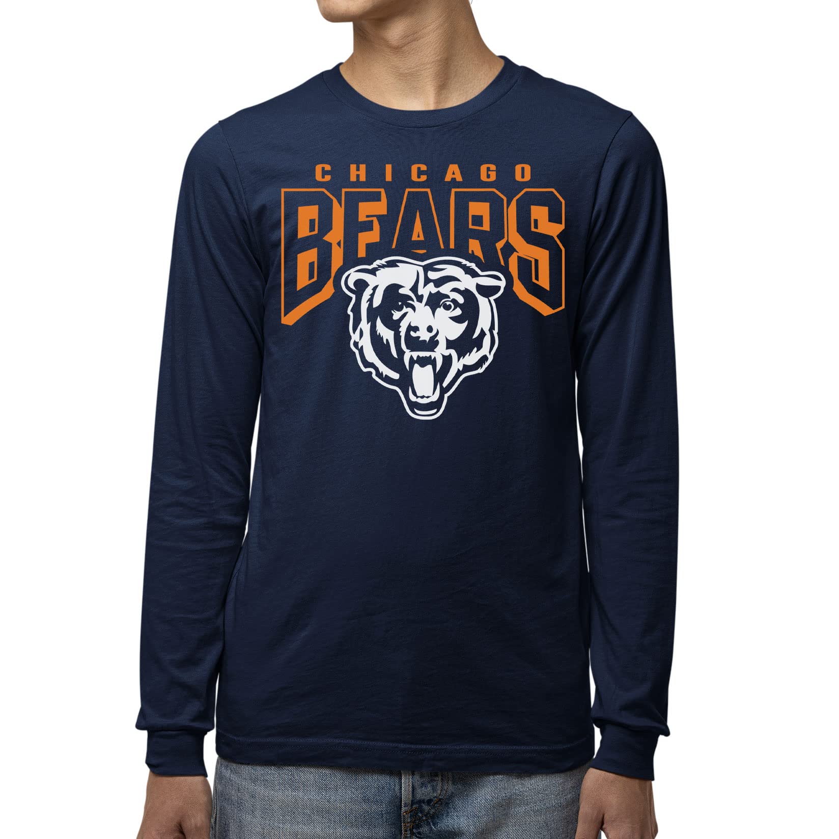 Junk Food Clothing x NFL - Chicago Bears - Bold Logo - Men's and Women's Long Sleeve Fan Shirt - Size Large