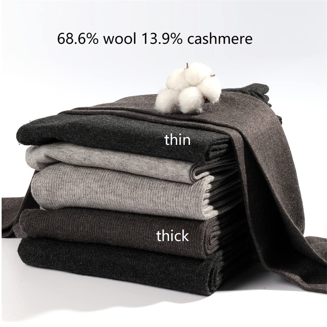 Sous-vêtements thermiques épais 68 % laine pour homme et femme - Legging long pour homme et femme, Femme Épais Gris Foncé, M