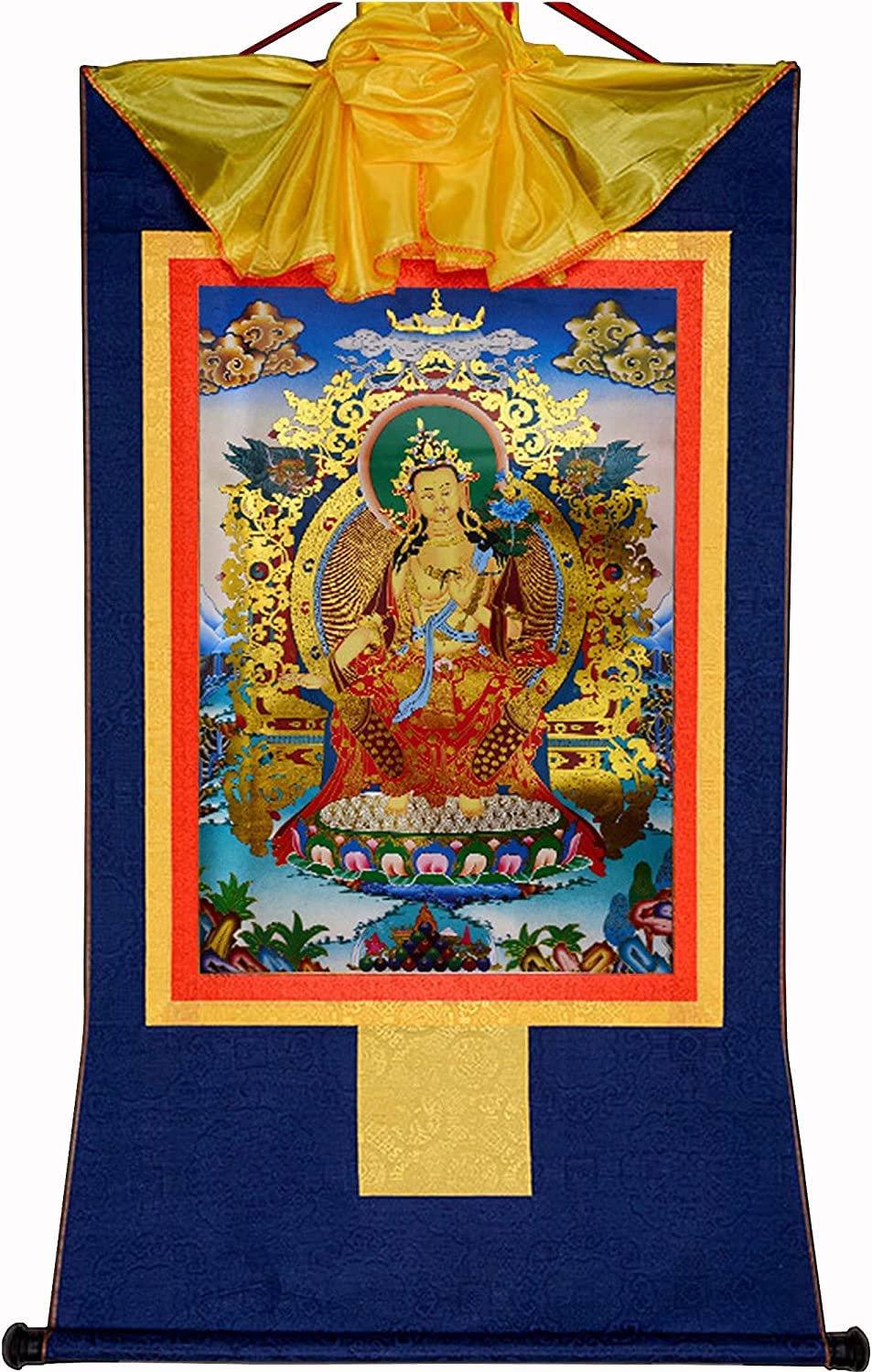 VHKJewE Maitreya, Buddhist Thangka Brocade(Blu,Small(35cm*27cm))