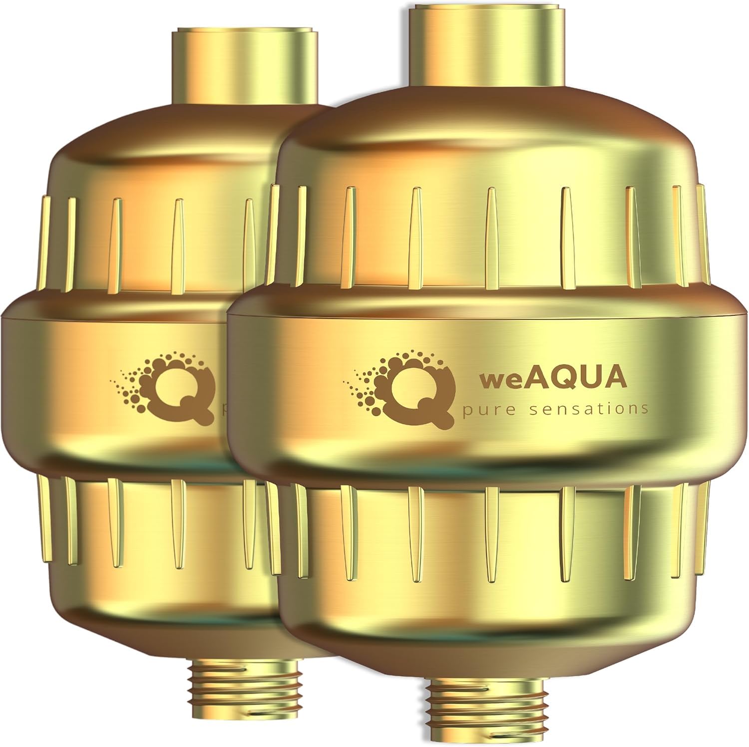weAQUA Family 2 Pack Shower Filter for UK Hard Water – 99% Removal of Chlorine, Fluoride, Heavy Metals – Reduces Limescale, Dryness, Irritation, Eye Redness – Fits Electric Showers, Shower Heads
