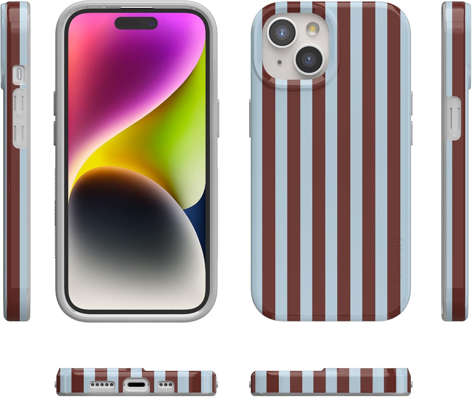 Casely iPhone 15 Case | Sunday in Brooklyn | Blue Stripes | Compatible with MagSafe | Classic Ultra Slim Design