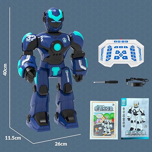 Miniatura 7 de STEMTRON Robot de juguete para niños, robot programable de control remoto con detección de gestos, control de voz y cara LED, 15 34 pulgadas
