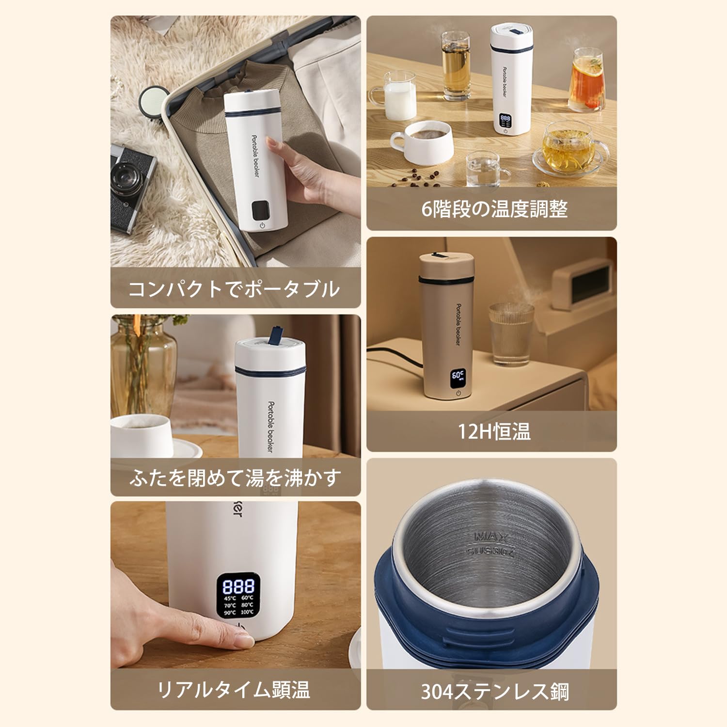 Amazon | MACOLAUDER 電気ケトル 45℃～100℃の6階段の温度 お湯が沸かせ