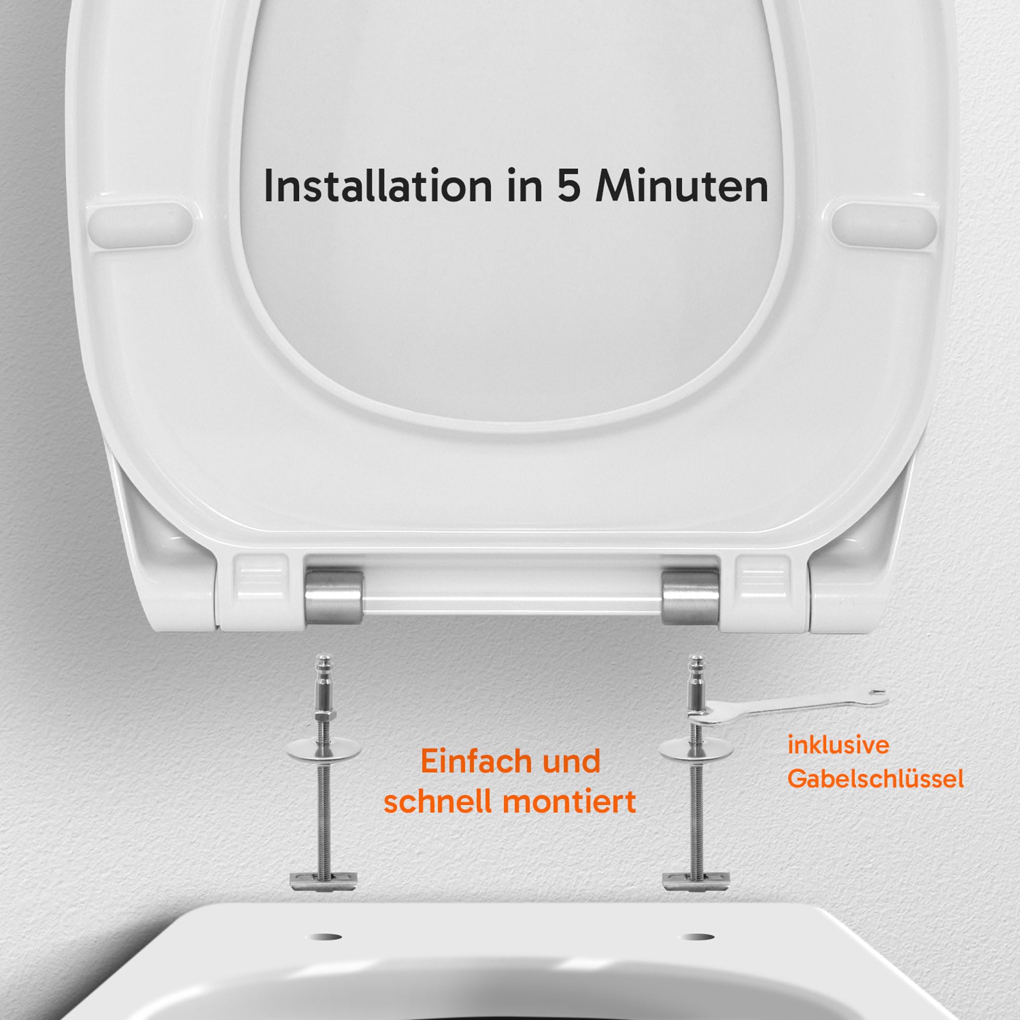 Hochkönig WC-Sitz Weiß – Premium Duroplast mit Softclose & Edelstahl Scharnier – Antibakteriell, abnehmbar – Universell passend, einfache Montage – Made in Austria