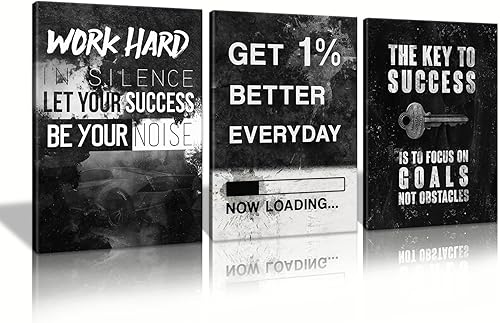 Miniatura 17 de KAWAHONE Lienzo decorativo motivacional para pared, con texto en inglés "It All Starts with A Dream", póster inspirador para oficina, con citas,