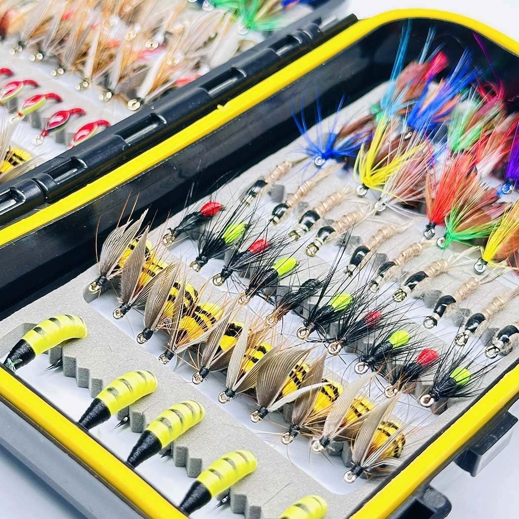 99Pieces Fly Fishing Flies Combination Kit Dry/Wet Flies Nymph Insects Bait 9 Mixed Style Salmon Trout Fly Fishing Lures