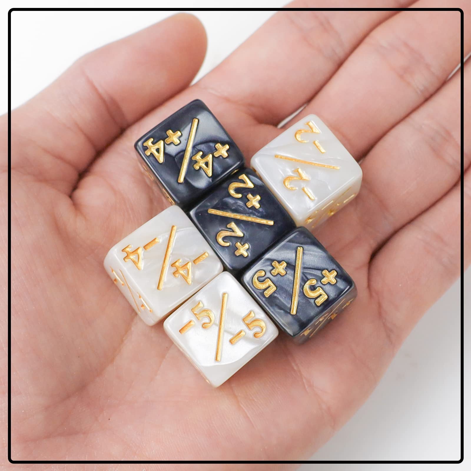 24 Pieces MTG Dice Counters Token Dice, Magic The Gathering Glitter Sparkle Dice, Loyalty Dice Starry Marble D6 Dice Cube Compatible with MTG, CCG, Card Gaming Accessory (Black and White) 2