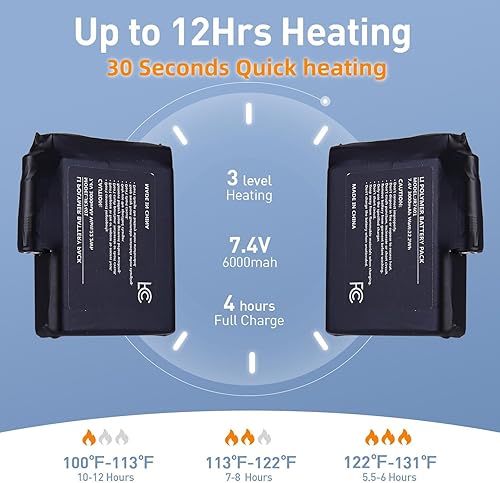 Miniatura 3 de Wototic Calcetines calefactables, 2023 actualizados, recargables, 10 horas, para hombres y mujeres, con batería de 6000 mAh, calcetines térmicos