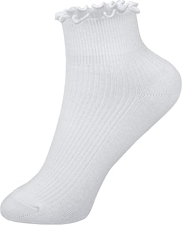 Womens Ankle Casual Socks Lace Ruffle Low Cut Knit Cotton Lettuce Socks for Women Girls