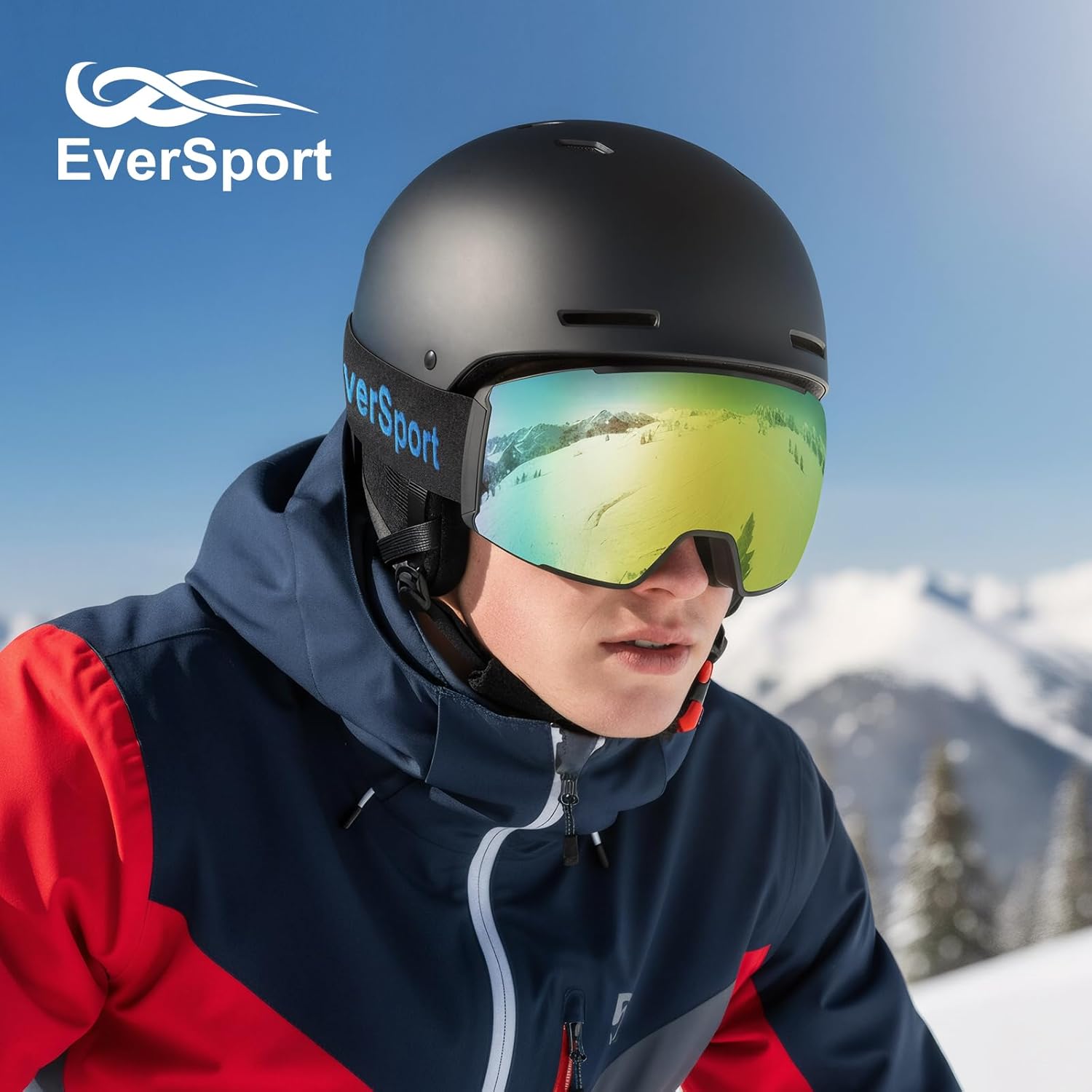 EverSport Ski Goggles, OTG Snowboard Goggles for Men Women with Magnetic Lens UV Protection and Anti Fog, Skiing Snowmobile