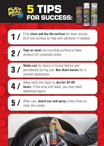Miniatura 6 de Flex Seal, 14 oz, Brite, Stop Leaks Instantly, Waterproof Rubber Spray On Sealant Coating, Perfect for Gutters, Wood, RV, Campers, Roof Repair