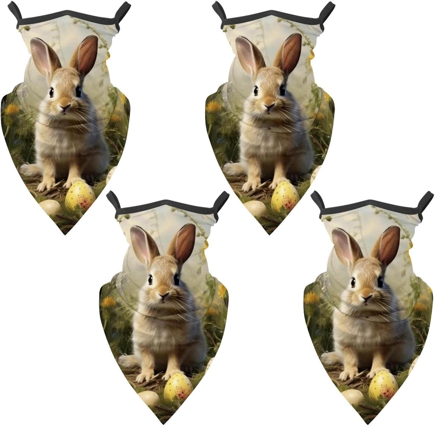 4 Pack Easter Neck Gaiter Face Cover Scarf, Breathable Sun & Wind-proof for Skiing Fishing Hiking Cycling