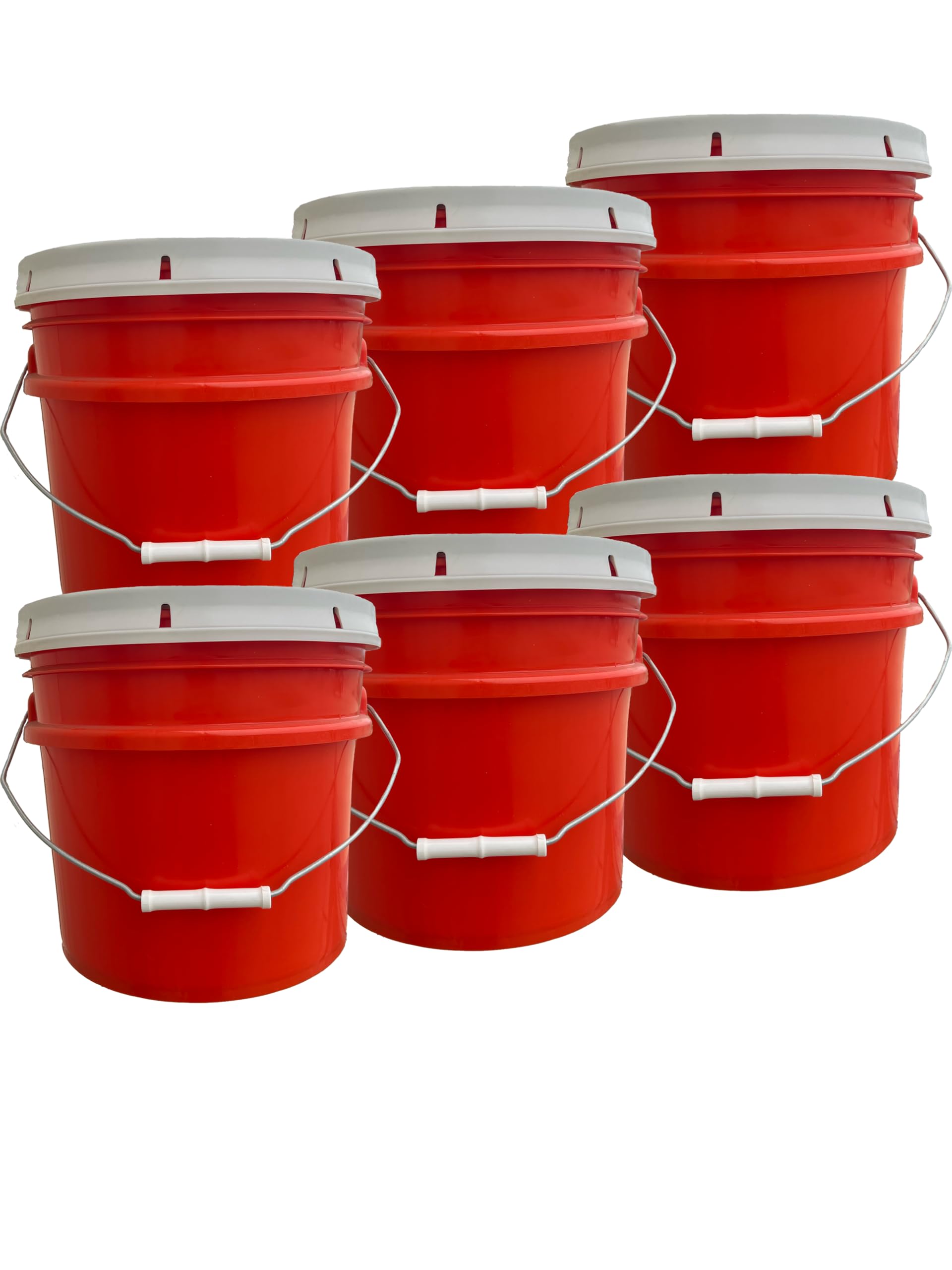 3.5 Gallon Bucket & Lid - 90 Mil - All Purpose Pail - Made in The USA - Food Grade - Contains No BPA Plastic - Recyclable. (Orange, 6)