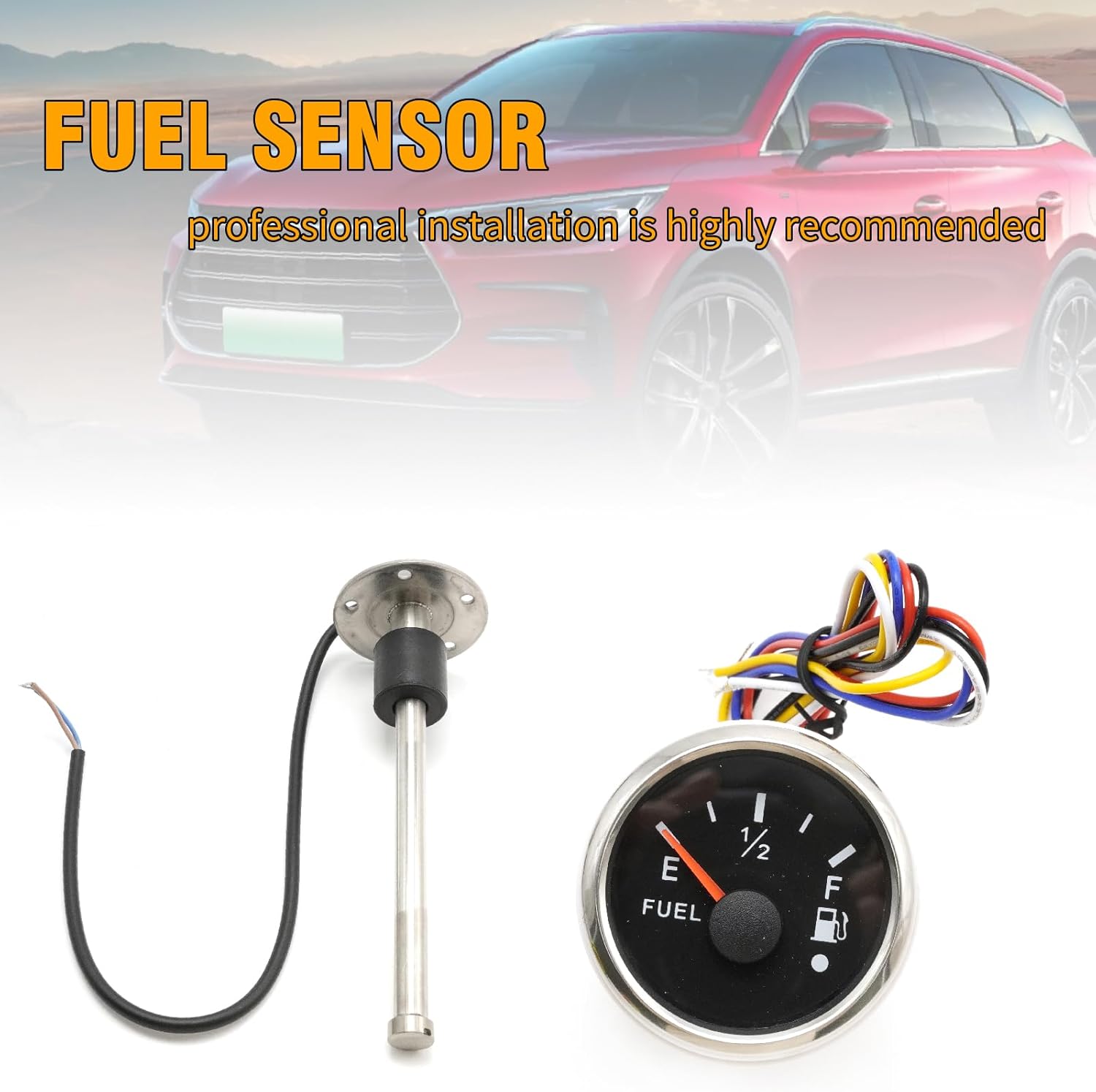 8" (200mm) Fuel Tank Sending Unit, Fuel Sending Unit with Fuel Gauge Kits, Stainless Steel Fuel Level Sensor Fuel Water Tank Sender for Boat Car Truck RV