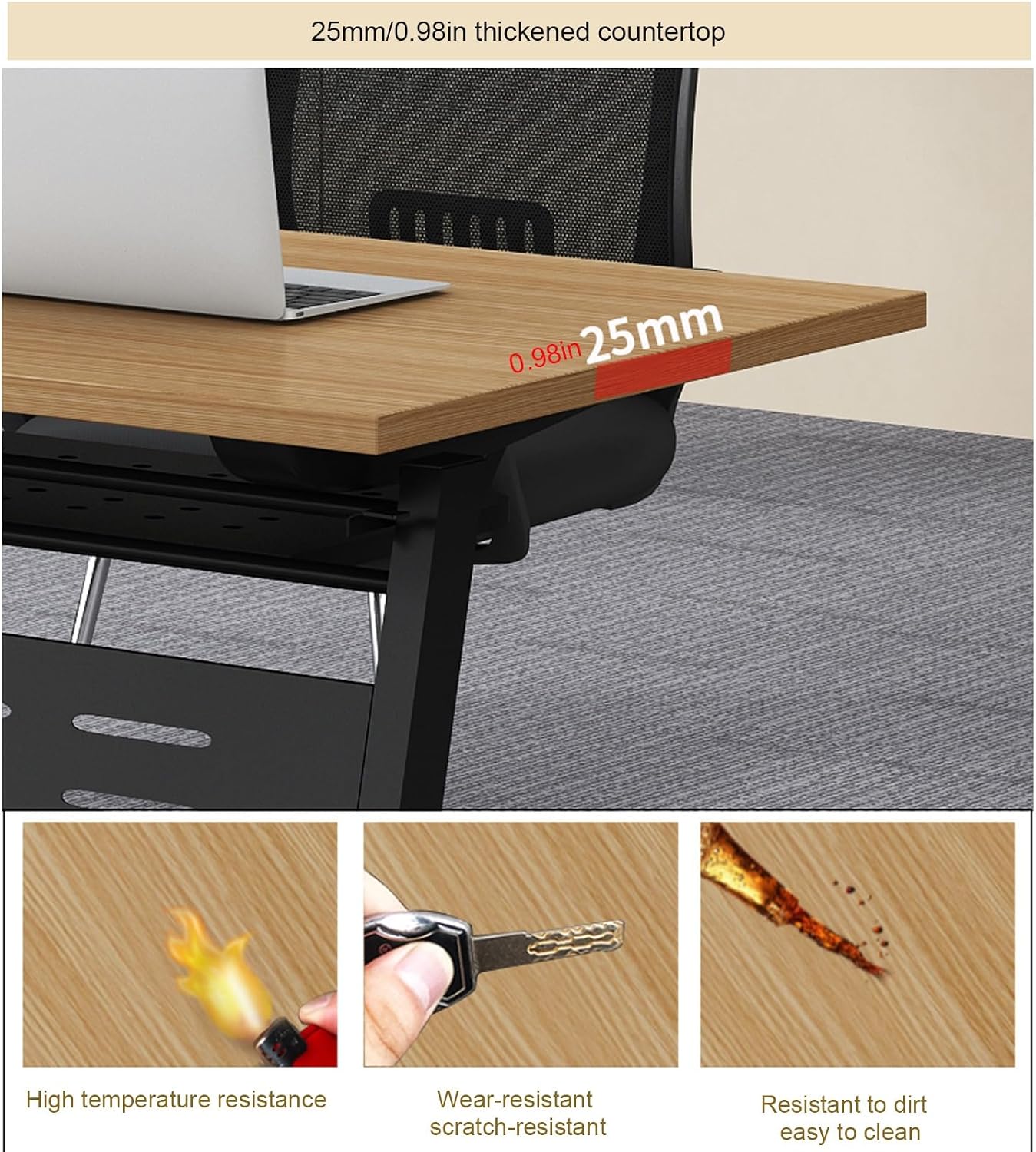 Folding Conference Room Tables , Foldable Rolling Meeting Tables , Flip Top Training Seminar Table with Caster Wheels , Suitable for Office/Meeting Room/Classroom ( Size : 120x40x75cm/47.2x15.7x29.5in