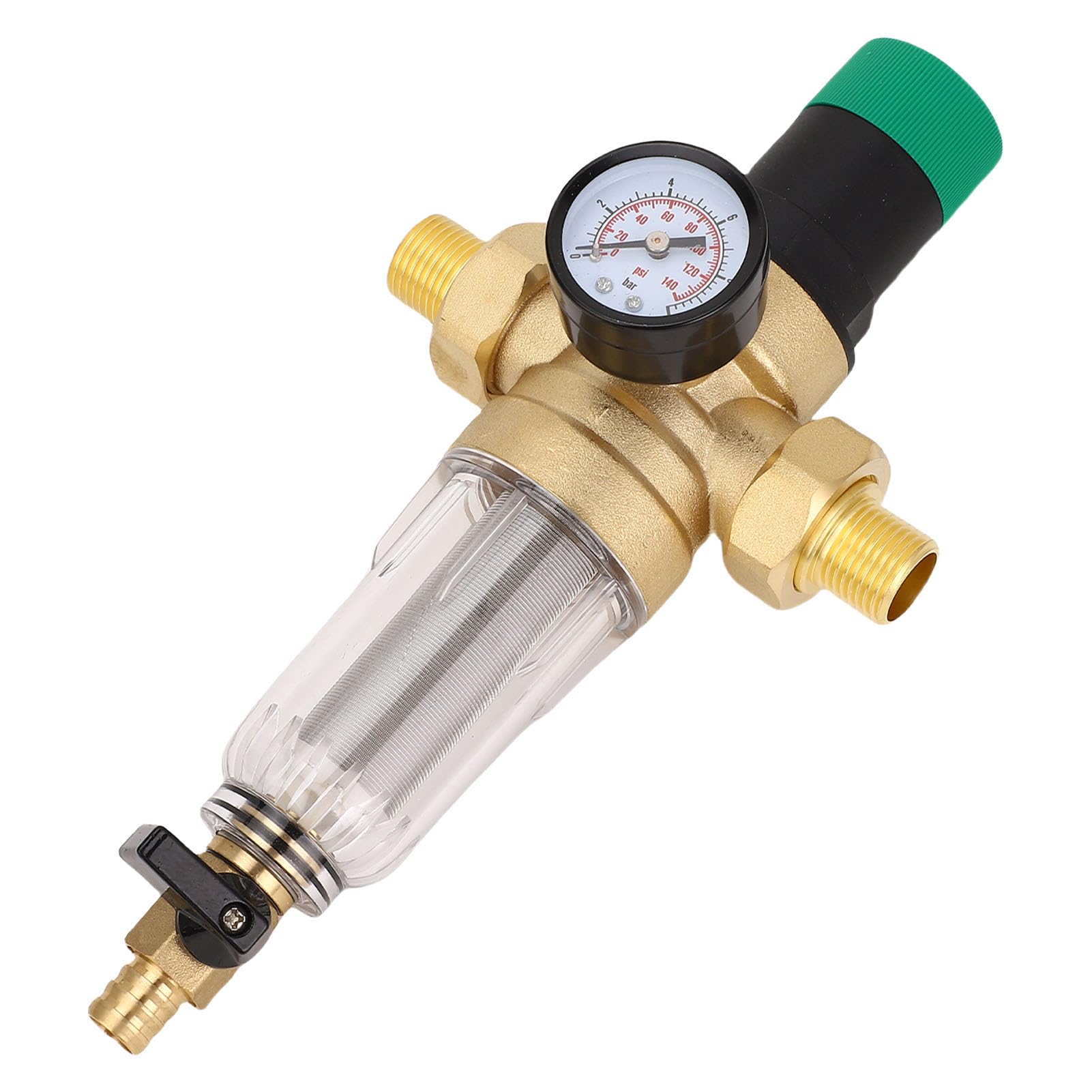 Regolatore di Pressione 'acqua con Misuratore di Pressione, Ottone DN25 1 in Acciaio Inossidabile, Prevenzione Ad Alta Temperatura, per L'approvvigionamento Idrico
