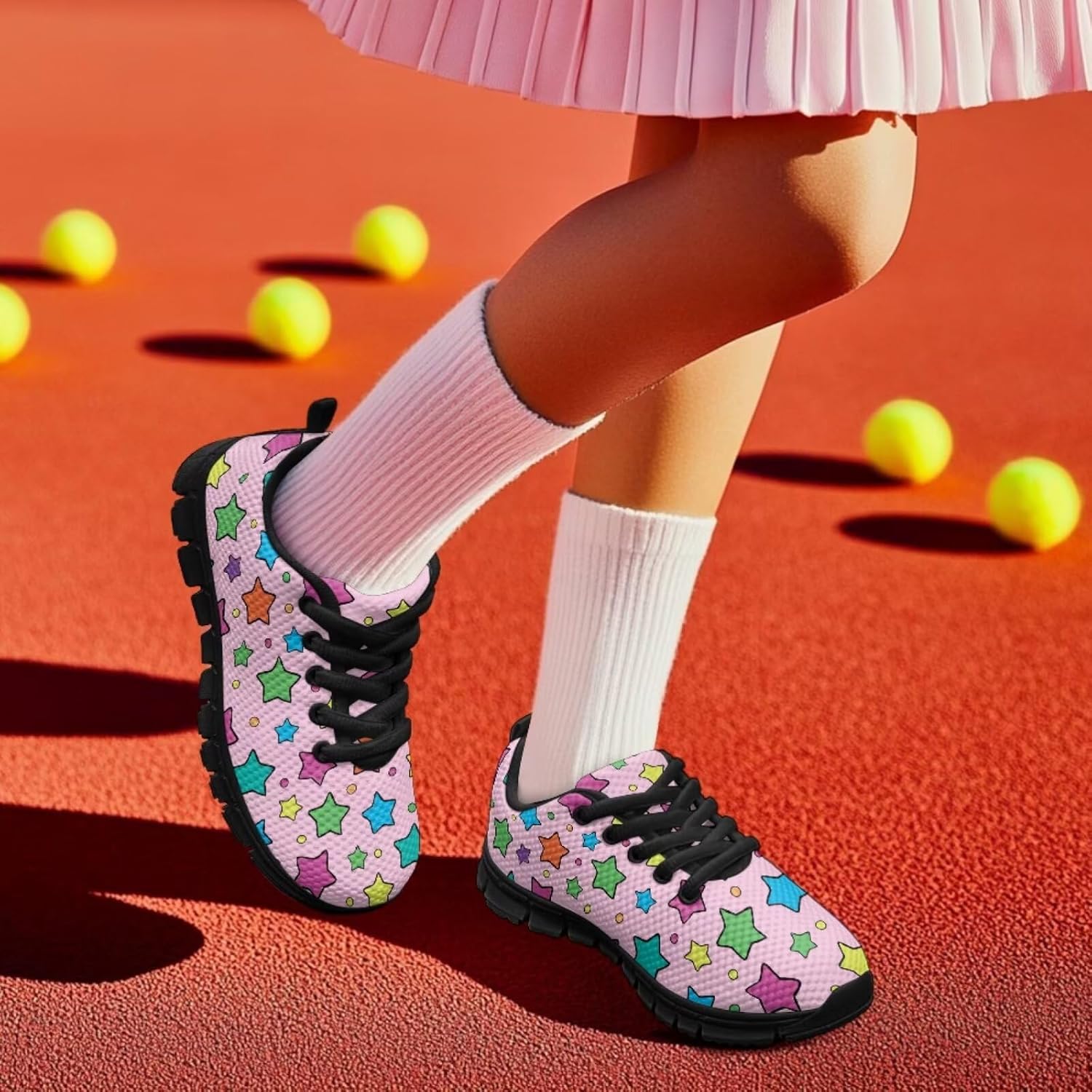 Funnydude Funny Print School Shoes for Girls Casual Tennis Shoes Lace up Walking Footwear