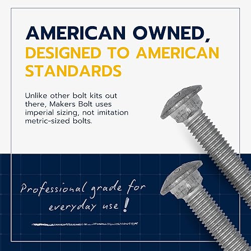 Vista 19 de Kit de pernos de carro galvanizado de 1/2 x 10 pulgadas (25 unidades), grado 307A, incluye arandelas planas USS de 1/2 pulgada (25 piezas) y tuercas