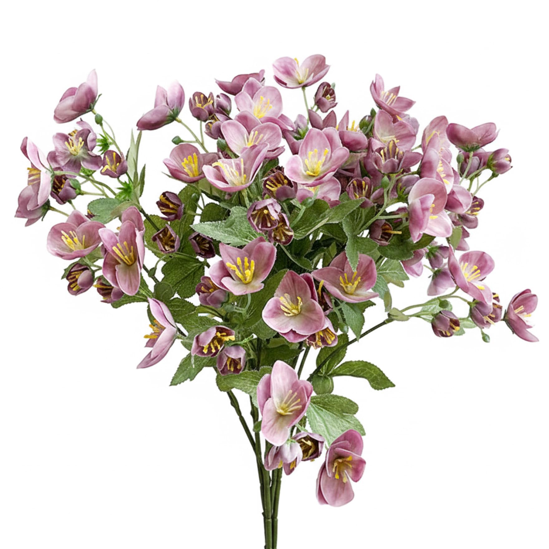 Qoidrfofse 3Pcs Artificial Flower Stems, 22 Inch Lifelike Silk Hellebore with Stems & Leaves, Blooming Faux Flower for Home Garden Office Decor, Purple